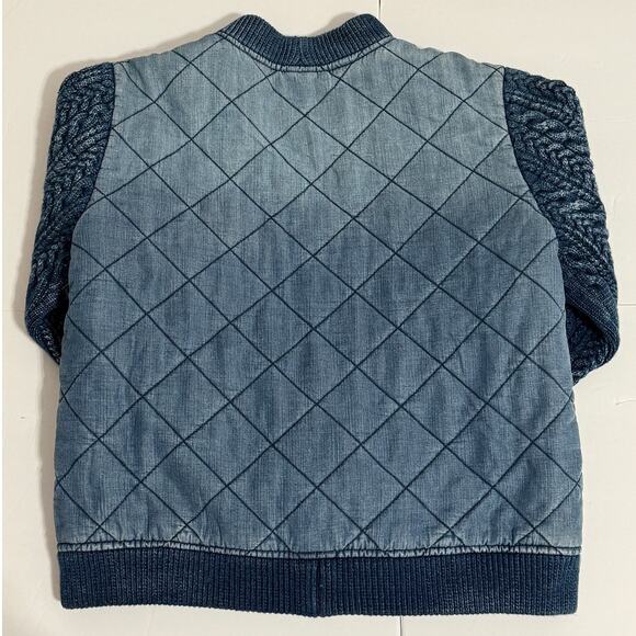 Cloth & Stone Chambray Quilted Sweater Bomber Jacket, Size XS - Picture 4 of 10